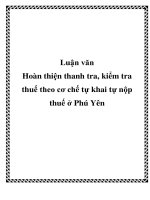 luận văn hoàn thiện thanh tra, kiểm tra thuế theo cơ chế tự khai tự nộp thuế ở phú yên
