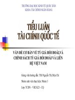 VẤN ĐỀ CƠ BẢN VỀ TỶ GIÁ HỐI ĐOÁI,VÀ CHÍNH SÁCH TỶ GIÁ HỐI ĐOÁI VÀ LIÊN HỆ VIỆT NAM