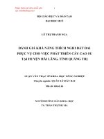 ĐÁNH GIÁ KHẢ NĂNG THÍCH NGHI ĐẤT ĐAI PHỤC VỤ CHO VIỆC PHÁT TRIỂN CÂY CAO SUTẠI HUYỆN HẢI LĂNG, TỈNH QUẢNG TRỊ
