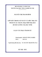 liên kết trong sản xuất và tiêu thụ sản phẩm ở các trang trại trên địa bàn huyện lương tài, bắc ninh