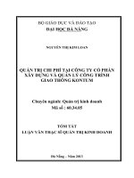 QUẢN TRỊ CHI PHÍ tại CÔNG TY cổ PHẦN xây DỰNG và QUẢN lý CÔNG TRÌNH GIAO THÔNG KONTUM