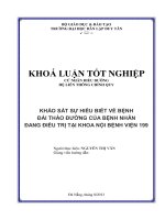 Khảo sát sự hiểu biết về bệnh đái tháo đường của bệnh nhân đang điều trị tại Khoa nội Bệnh viện 199