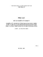 Nghiên cứu, đánh giá tình trạng hạn hán, thiếu nước và đề xuất giải pháp bảo đảm nguồn nước phục vụ phát triển kinh tế-xã hội tỉnh Đắk Nông - Phụ lục