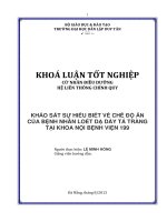 Khảo sát sự hiểu biết về chế độ ăn của bệnh nhân loét dạ dày tá tràng tại Khoa nội bệnh viện 199