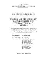 Bảo tồn, lưu giữ nguồn gen cây nguyên liệu dầu, tinh dầu thực vật năm 2012