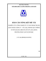Nghiên cứu công nghệ xử lý sản phẩm trung gian hàm lượng 57-63 phần trăm ZrO2 trong quá trình tuyển quặng zircon lên 65 phần trăm ZrO2 bằng phương pháp axit sunfuric