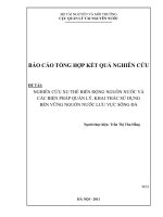 Nghiên cứu xu thế biến động nguồn nước và các biện pháp quản lý, khai thác sử dụng bền vững nguồn nước lưu vực sông Đà