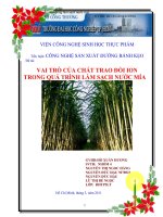 tiểu luận môn công nghệ sản xuất đường bánh kẹo vai trò của chất trao đổi ion trong quá trình làm sạch nước mía
