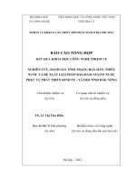 Nghiên cứu, đánh giá tình trạng hạn hán, thiếu nước và đề xuất giải pháp bảo đảm nguồn nước phục vụ phát triển kinh tế-xã hội tỉnh Đắk Nông