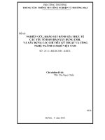 Nghiên cứu, khảo sát đánh giá thực tế các yếu tố đảm bảo xây dựng CSDL, xây dựng các chỉ tiêu kỹ thuật và công nghệ ngành cơ khí Việt Nam