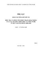 Điều tra và phân tích hiện trạng hoạt động của các tổ chức khoa học và công nghệ ở Việt Nam giai đoạn 2006-2010 - Phụ lục