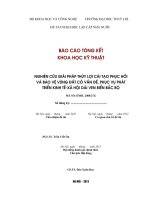 Nghiên cứu các giải pháp thuỷ lợi cải tạo, phục hồi và bảo vệ vùng đất có vấn đề phục vụ phát triển kinh tế xã hội dải ven biển Bắc Bộ