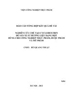 Nghiên cứu chế tạo Cyclodextrin để sản xuất hương liệu dạng bột dùng cho công nghiệp thực phẩm, dược phẩm và mỹ phẩm