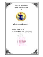 BÁO CÁO THẢO LUẬN TOÁN RỜI RẠC CHỦ ĐỀ CHỈNH HỢP VÀ TỔ HỢP SUY RỘNG