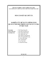 Nghiên cứu đề xuất chính sách quản lý rủi ro trong sản xuất cá tra ở Việt Nam