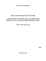 Xây dựng sổ tay hướng dẫn vận hành, bảo dưỡng và sửa chữa hệ thống khí hoá than