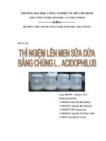 Thí nghiệm lên men sữa dừa bằng chủng Lactobacillus acidophilus