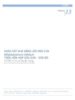 KHẢO SÁT KHẢ NĂNG LÊN MEN CỦA Bifidobacterium bifidium TRÊN HỖN HỢP SỮA DỪA - SỮA BÒ