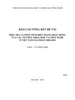 Điều tra và phân tích hiện trạng hoạt động của các tổ chức khoa học và công nghệ ở Việt Nam giai đoạn 2006-2010