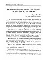 Trình bày tóm lược bài viết tham gia hội nghị các nhà khoa học trẻ năm 2002