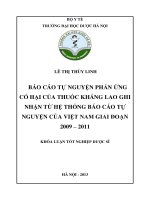 BÁO CÁO TỰ NGUYỆN PHẢN ỨNG CÓ HẠI CỦA THUỐC KHÁNG LAO GHI NHẬN ĐƯỢC TỪ BÁO CÁO ADR VIỆT NAM
