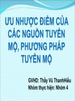 ƯU NHƯỢC ĐIỂM CỦA CÁC NGUỒN TUYỂN MỘ, PHƯƠNG PHÁP TUYỂN MỘ