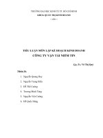 TIỂU LUẬN MÔN LẬP KẾ HOẠCH KINH DOANH CÔNG TY VẬN TẢI NIỀM TIN