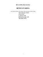 ĐỀ CƯƠNG BÀI GIẢNG  BỆNH SẢN KHOA  (TÀI LIỆU DÙNG CHO SINH VIÊN NGÀNH CHĂN NUÔI)