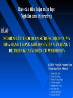 NGHIÊN CỨU THÓI QUEN SỬ DỤNG DỊCH VỤ VÀ MUA HÀNG TRONG GiỚI SINH VIÊN VĂN BẰNG 2 ĐỂ TRIỂN KHAI VÍ ĐIỆN TỬ WEBMONEY.PPT