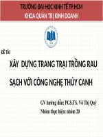 XÂY  DỰNG TRANG TRẠI TRỒNG RAU SẠCH VỚI CÔNG NGHỆ THỦY CANH