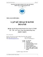 Lập Kế Hoạch Kinh Doanh Cho Công Ty TNHH SX – TM – DV Nước Uống Tinh Khiết Đóng Chai