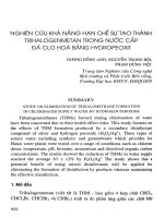 Nghiên cứu khả năng hạn chế sự tạo thành Trihalogenmetan trong nước cấp đã Clo hóa bằng Hydropeoxit
