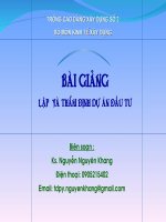 một số vấn đề chung về đầu tư và dự án đầu tư