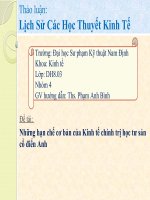 Phân tích những hạn chế cơ bản của Kinh tế chính trị tư sản cổ điển Anh