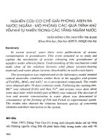 Nghiên cứu cơ chế giải phóng Asen ra nước ngầm - mô phỏng các quá trình khử yếm khí tự nhiên trong các tầng ngậm nước