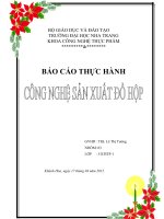 BÁO CÁO THỰC HÀNH: KINH NGHIỆM SẢN XUẤT ĐỒ HỘP