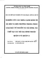 Nghiên cứu các khía cạnh kinh tế, xã hội và môi trường trong phân loại rác từ nguồn và tái sinh, tái chế tại các hộ gia đình thuộc Q.5 và Q.11