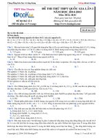 Đề thi thử môn hóa Học lần 2 THPT Hàn Thuyên năm 2015 có đáp án