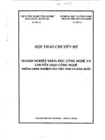 Doanh nghiệp khoa học công nghệ và chuyển giao công nghệ những kinh nghiệm của Việt Nam và Hàn Quốc