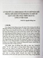 Lý thuyết của Hirschman về cơ chế phản hồi trong nền kinh tế thị truờng và một số gợi ý cho việc phát triển dịch vụ công ở Việt Nam