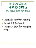 ĐỀ CƯƠNG MÔN HỌC KHOA HỌC QUẢN LÝ