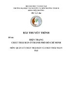 Nghiên cứu hiện trạng chất thải sắn sinh hoạt ở thành phố hồ chí minh