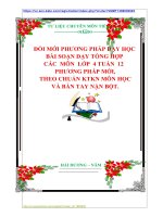 ĐỔI MỚI PHƯƠNG PHÁP DẠY HỌC  BÀI SOẠN DẠY TỔNG HỢP  CÁC  MÔN  LỚP  4 TUẦN  12   PHƯƠNG PHÁP MỚI,  THEO CHUẨN KTKN MÔN HỌC  VÀ BÀN TAY NẶN BỘT.