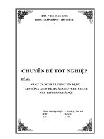 Nâng cao chất lượng tín dụng tại Phòng giao dịch Cầu Giấy chi nhánh Hà Nội