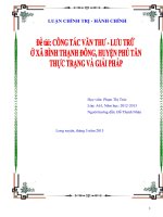 đề tài công tác văn thư lưu trữ ở xã bình thạnh đông huyện phú tâm thực trạng và giải pháp