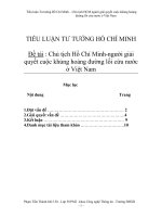 TIỂU LUẬN TƯ TƯỞNG HỒ CHÍ MINH Đề tài  Chủ tịch Hồ Chí Minh-người giải quyết cuộc khủng hoảng đường lối cứu nướcở Việt Nam