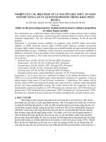 NGHIÊN CỨU CÁC BIỆN PHÁP XỬ LÝ NGUYÊN LIỆU THỨC ĂN CHĂN NUÔI ĐỂ NÂNG CAO TỶ LỆ BYPASS PROTEIN TRONG KHẨU PHẦN BÒ SỮA