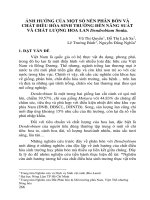 NH HƯỞNG CỦA MỘT SỐ NỀN PHÂN BÓN VÀ CHẤT ĐIỀU HÒA SINH TRƯỞNG ĐẾN NĂNG SUẤT VÀ CHẤT LƯỢNG HOA LAN Dendrobium Sonia