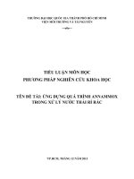 ĐỀ TÀI Ứ NG DỰNG QUÁ TRÌNH ANNAMMOX TRONG XỬ LÝ NƯỚC THẢI RỈ RÁC