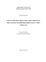 ĂNG CƯỜNG HOẠT ĐỘNG NHẬN THỨC TRONG DẠY